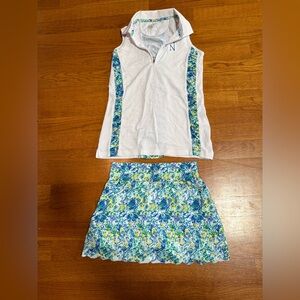 High quality White and Blue Floral kids golf or tennis Set
